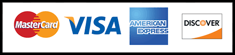We accept MasterCard, VISA, American Express, and Discover